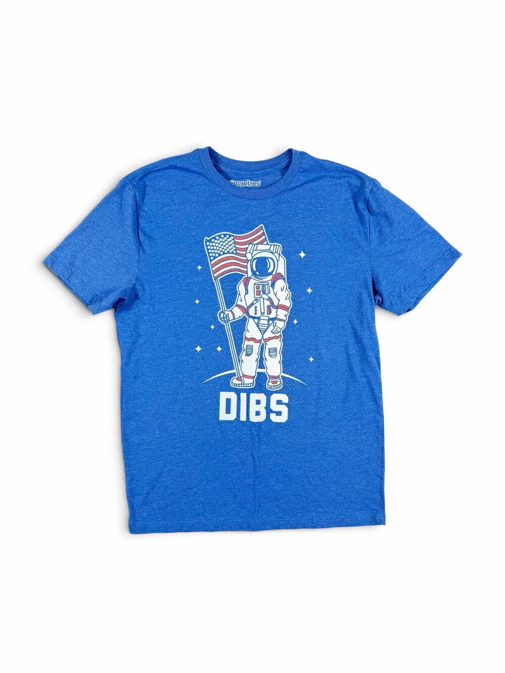Tipsy Elves Astronaut American Flag Dibs Graphic T-Shirt Blue Size Small